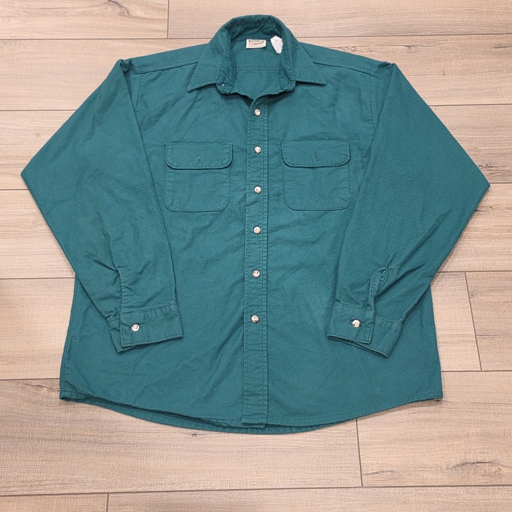 Vintage Five Brother Tallman Men's LT Green Flannel Shirt Chamois Made In USA
